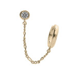 Boucles d'oreille  ear cuff  en plaqu or crole 12mm relie avec chanette  1 oxyde blanc ( l'unit) ...