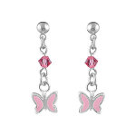 Boucles d'oreilles pour enfant en argent chaînette avec oxyde rose et pampille papillon rose avec fermoir ... Boucles d'oreilles pour enfant en argent chaînette avec oxyde rose et pampille papillon rose avec fermoir ...