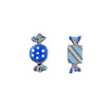 Boucles d'oreilles enfant en argent rhodié bonbons bleus et fermoir poussette Boucles d'oreilles enfant en argent rhodié bonbons bleus et fermoir poussette