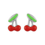Boucles d'oreilles pour enfant en argent rhodi cerises et fermoir poussette