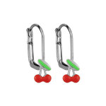 Boucles d'oreilles pour enfant en argent rhodi cerises et fermoir dormeuse