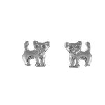 Boucles d'oreilles enfant en argent rhodié chaton et fermoir poussette Boucles d'oreilles enfant en argent rhodié chaton et fermoir poussette
