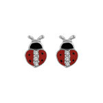 Boucles d'oreilles pour enfant en argent rhodi coccinelle avec oxydes blancs sertis sur le dos et fermoir ...