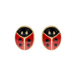 Boucles d'oreilles pour enfant en plaqué or coccinelle et fermoir poussette Boucles d'oreilles pour enfant en plaqué or coccinelle et fermoir poussette