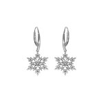 Boucles d'oreille flocon de neige, argent rhodi�, dormeuse, r�glable de 42 � 45cm