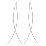 Boucles d'oreilles passantes en argent 2 baguettes reli�es par une petite cha�nette