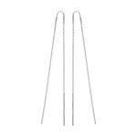 Boucles d'oreilles passantes en argent rhodi� cha�nette avec baguettes aux extr�mit�s