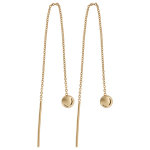 Boucles d'oreilles passantes en plaqu or chanette avec boule lisse  1 extrmit et baguette  l'autre ...