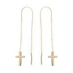Boucles d'oreille passante en plaqu or chanette avec croix