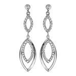 Boucles d'oreilles pendantes en argent rhodi gouttes vides en cascade avec oxydes blancs sertis suspendues ...