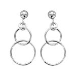 Boucles d'oreilles pendantes en argent rhodié 2 anneaux suspendus et fermoir poussette Boucles d'oreilles pendantes en argent rhodié 2 anneaux suspendus et fermoir poussette