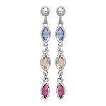 Boucles d'oreille pendantes en argent rhodié 3 oxydes ciel orange rose et fermoir poussette Boucles d'oreille pendantes en argent rhodié 3 oxydes ciel orange rose et fermoir poussette