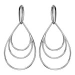 Boucles d'oreilles pendantes en argent rhodié barrette avec 3 gouttes de taille différente en fil et ... Boucles d'oreilles pendantes en argent rhodié barrette avec 3 gouttes de taille différente en fil et ...