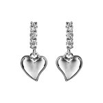 Boucles d'oreilles pendantes en argent rhodi barrette d'oxydes blancs sertis avec coeur lisse suspendu ...