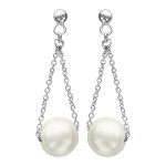 Boucles d'oreilles pendantes en argent rhodié chaînette retenant 1 perle blanche de synthèse et fermoir ... Boucles d'oreilles pendantes en argent rhodié chaînette retenant 1 perle blanche de synthèse et fermoir ...