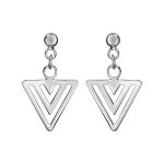 Boucles d'oreilles pendantes en argent rhodi� cha�nette avec triangle suspendu et fermoir poussette