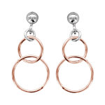 Boucles d'oreilles pendantes en argent rhodi et dorure rose anneaux suspendus 2 tons et fermoir poussette ...
