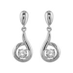 Boucles d'oreilles pendantes en argent rhodié spirale suspendue avec oxyde blanc serti au centre et fermoir ... Boucles d'oreilles pendantes en argent rhodié spirale suspendue avec oxyde blanc serti au centre et fermoir ...