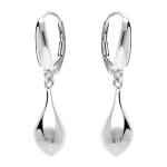 Boucles d'oreille pendantes en argent rhodi� en forme de goutte - dormeuse