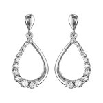 Boucles d'oreilles pendantes en argent rhodi goutte vide suspendue avec 1 moiti lisse et l'autre ...