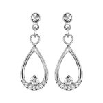 Boucles d'oreilles pendantes en argent rhodi goutte suspendue orne d'oxydes blancs sertis fermoir poussette ...