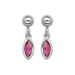 Boucles d'oreille pendantes en argent rhodie avec navette rouge et fermoir poussette Boucles d'oreille pendantes en argent rhodie avec navette rouge et fermoir poussette