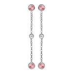 Boucles d'oreille pendantes en argent rhodié avec oxydes rose et boule lisse et fermoir poussette Boucles d'oreille pendantes en argent rhodié avec oxydes rose et boule lisse et fermoir poussette