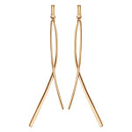 Boucles d'oreilles pendantes en plaqu or baguettes lisses et courbes et fermoir poussette