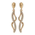 Boucles d'oreilles pendantes en plaqué or 2 vagues suspendues et reliées, 1 en rail d'oxydes blancs sertis ... Boucles d'oreilles pendantes en plaqué or 2 vagues suspendues et reliées, 1 en rail d'oxydes blancs sertis ...