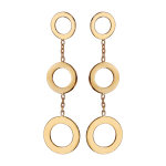Boucles d'oreille pendantes en plaqué or 3 anneaux avec chaînette fermoir poussette Boucles d'oreille pendantes en plaqué or 3 anneaux avec chaînette fermoir poussette
