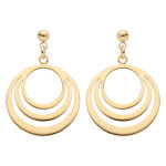 Boucles d'oreille pendantes en plaqué or avec 3 cercles suspendus et fermoir poussette Boucles d'oreille pendantes en plaqué or avec 3 cercles suspendus et fermoir poussette