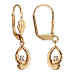 Boucles d'oreilles pendantes en plaqu or brin crois suspendu avec petit oxyde blanc et fermoir dormeuse ...