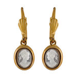 Boucles d'oreilles pendantes en plaqu or came bleu et fermoir dormeuse