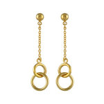Boucles d'oreilles pendantes en plaqué or chaînette avec 2 anneaux emmaillés à l'extrémité et fermoir ... Boucles d'oreilles pendantes en plaqué or chaînette avec 2 anneaux emmaillés à l'extrémité et fermoir ...