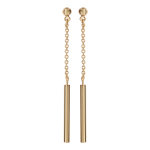 Boucles d'oreilles pendantes en plaqu or chanette avec bton lisse  l'extrmit et fermoir poussette ...