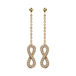 Boucles d'oreilles pendantes en plaqué or chaînette avec infini orné d'oxydes blancs sertis petit modèle ... Boucles d'oreilles pendantes en plaqué or chaînette avec infini orné d'oxydes blancs sertis petit modèle ...