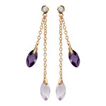 Boucles d'oreilles pendantes en plaqué or chaînette longue et courte avec goutte violette et lavande ... Boucles d'oreilles pendantes en plaqué or chaînette longue et courte avec goutte violette et lavande ...