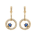 Boucles d'oreille pendantes en plaqu or collection joaillerie anneau d'oxydes blancs et pierre en verre ...