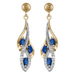 Boucles d'oreilles pendantes en plaqué or collection joaillerie grappe avec 3 navettes d'oxydes bleus ... Boucles d'oreilles pendantes en plaqué or collection joaillerie grappe avec 3 navettes d'oxydes bleus ...