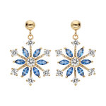 Boucles d'oreille pendantes en plaqu� or flocon de neige oxydes blancs sertis et navettes bleues et fermoir ...