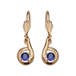 Boucles d'oreilles pendantes en plaqu or forme escargot avec oxyde bleu serti au centre et fermoir dormeuse ...