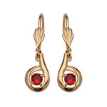 Boucles d'oreilles pendantes en plaqué or forme escargot avec oxyde rouge serti au centre et fermoir ... Boucles d'oreilles pendantes en plaqué or forme escargot avec oxyde rouge serti au centre et fermoir ...