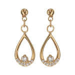 Boucles d'oreilles pendantes en plaqu or forme goutte avec oxydes blancs sertis et fermoir poussette ...