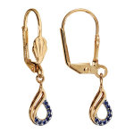 Boucles d'oreilles pendantes en plaqu or goutte demi - rail bleu fonc suspendue et fermoir dormeuse ...