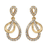 Boucles d'oreilles pendantes en plaqu or gouttes lisses et ornes d'oxydes blancs suspendues et fermoir ...