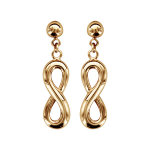 Boucles d'oreilles pendantes en plaqué or infini lisse et fermoir poussette Boucles d'oreilles pendantes en plaqué or infini lisse et fermoir poussette