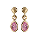 Boucles d'oreille pendantes en plaqué or avec navette rose et fermoir poussette Boucles d'oreille pendantes en plaqué or avec navette rose et fermoir poussette