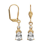 Boucles d'oreilles pendantes en plaqu or oxyde blanc en forme de goutte et fermoir dormeuse