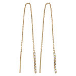 Boucles d'oreille pendante tige en vermeil baton cha�nette d'oxydes blancs sertis