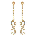 Boucles d'oreille pendante tige en vermeil motif infini ajour� avec oxydes blancs sertis